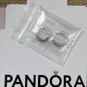 NWT Pandora Pavé Heart Hoop Earrings